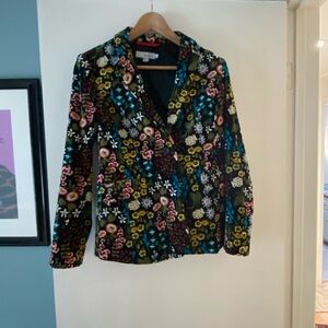 Boden Velvet Floral Suit Blazer